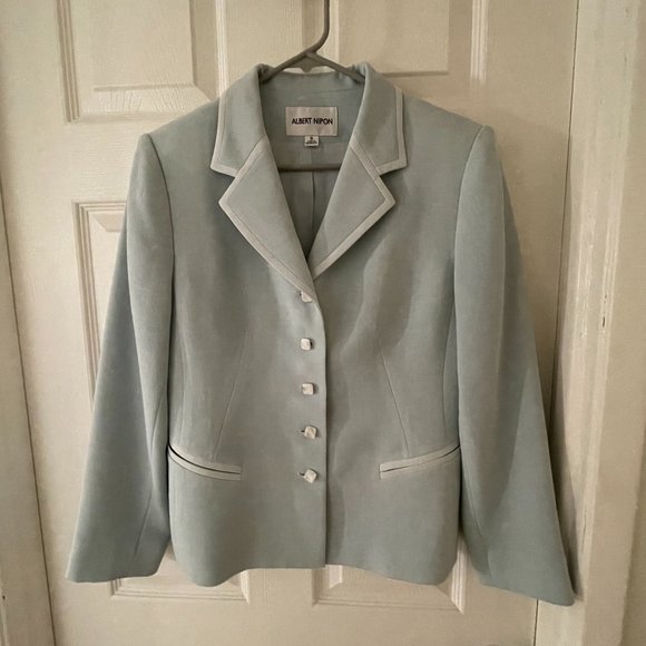 Beautiful Light Blue Women's Albert Nipon Blazer Size 8 - Picture 1 of 5